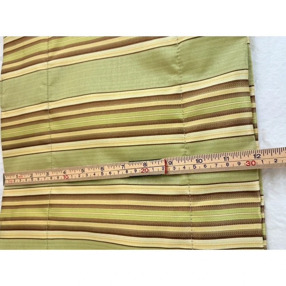 Green Brown Beige Stripe Valances set of two classic‎ Waverly quality no tag